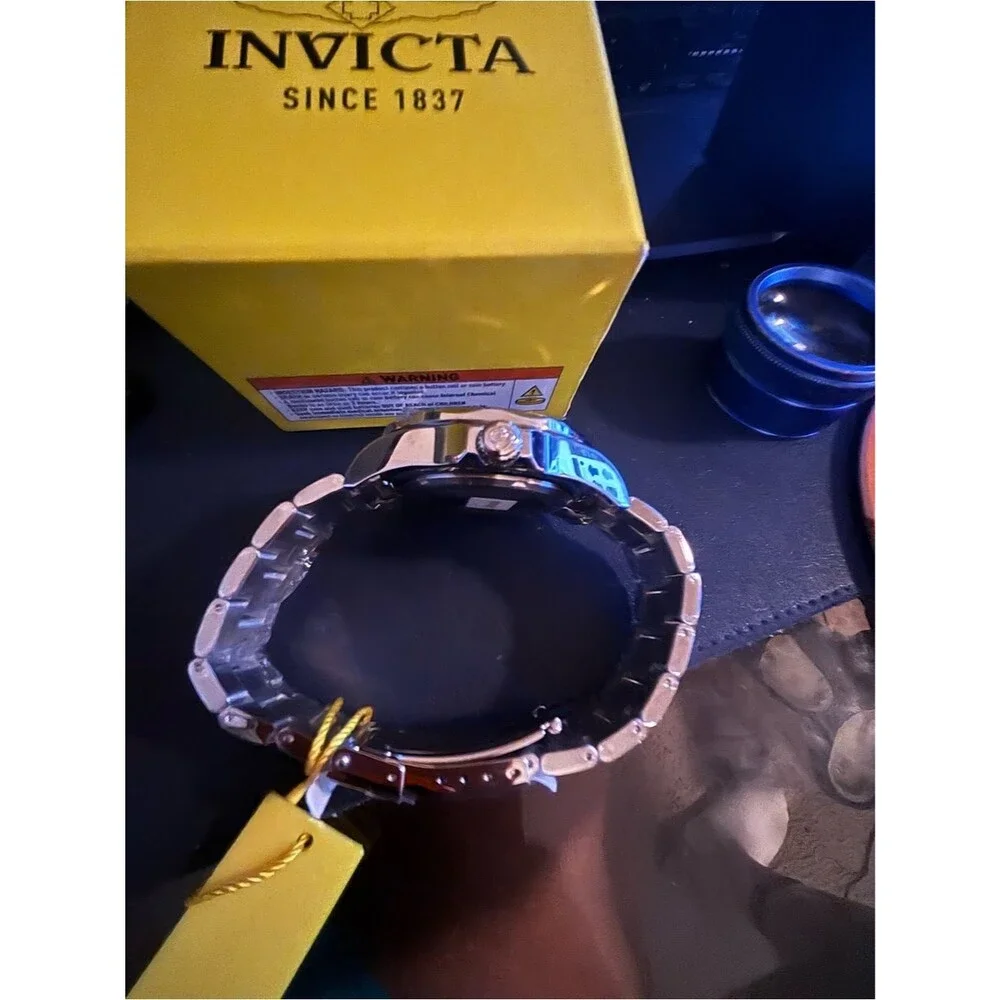 Invicta Silver Watch with Black Dial and Bezel